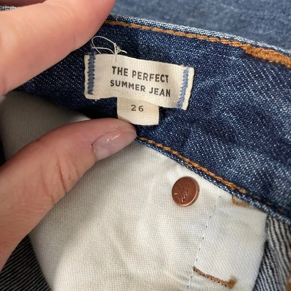 Madewell Dark Wash The Perfect Summer Jeans Distressed Cut Off Hem Size 26 - Picture 8 of 8